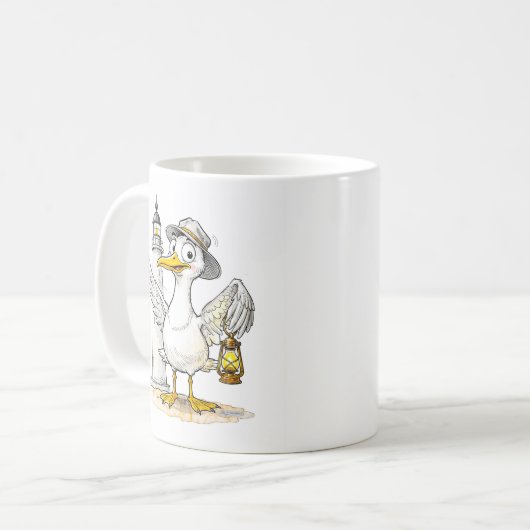 Seagull Comic Lighthouse Lantern Kaffeetasse (Vorderseite Links)