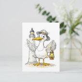 Seagull Comic Lighthouse Lantern Postkarte (Stehend Vorderseite)