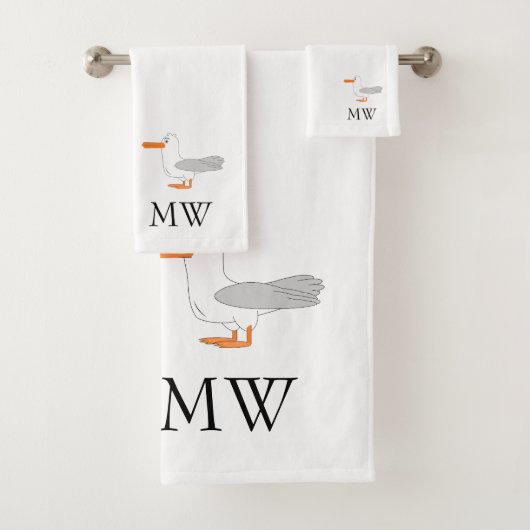 Seagull Design Monogrammed Badhandtuch Set (Insitu)