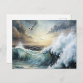 Seagull, die über das Storchenmeer fliegen Postkarte (Vorne/Hinten)