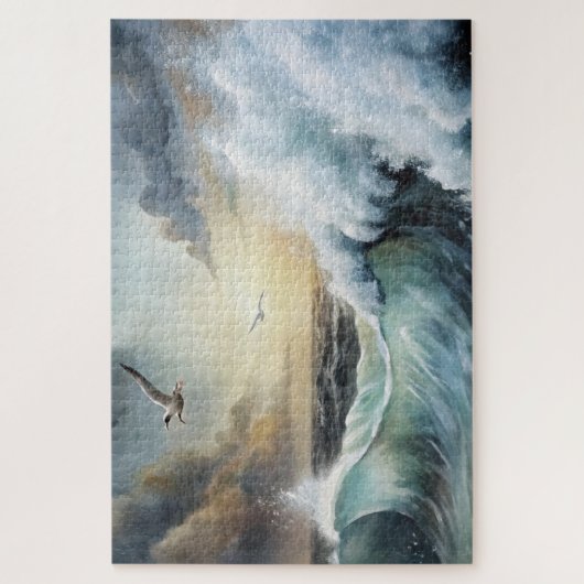 Seagull, die über das Storchenmeer fliegen Puzzle (Vertikal)