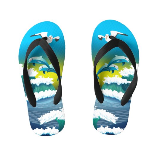 Seagull Dolphins Beach Flip Flops Kinderbadesandalen (Fußbett)