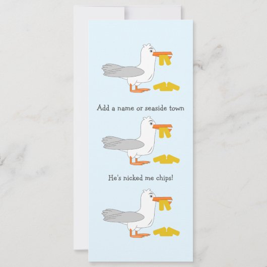 Seagull Er hat mir Chips Personalisiert Town Einladung (Rückseite)