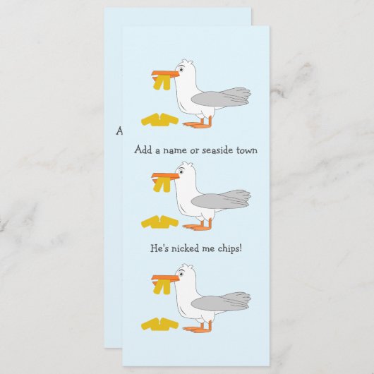 Seagull Er hat mir Chips Personalisiert Town Einladung (Vorne/Hinten)