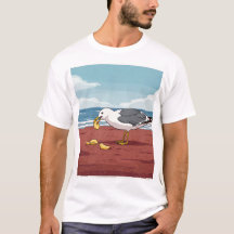 Seagull Essen ein Chip auf PEI Beach T - Shirt