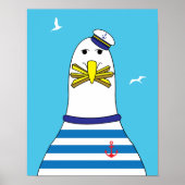 Seagull Essen Ihre Chips Funny Seaside Spaß Poster (Vorne)