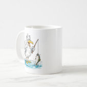 Seagull Fishing with Rod in Shallow Water Kaffeetasse (Vorderseite Links)