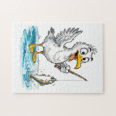 Seagull Fishing with Rod in Shallow Water Puzzle (Horizontal)