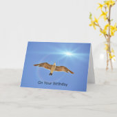 Seagull Flying Sky High in Sun Birthday Card Karte (Gelbe Blume)