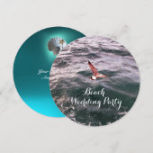 SEAGULL FLYING ÜBER DIE WELLEN STRAND WEDEN EINLADUNG (Vorne/Hinten)