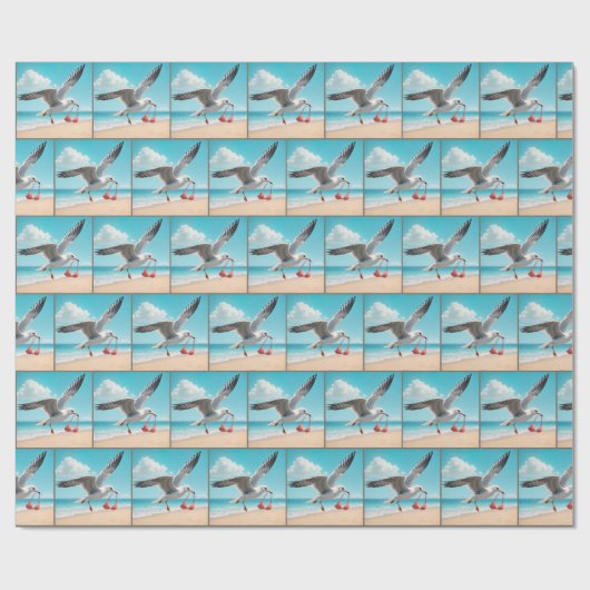 Seagull Flying With a Bikini Top Geschenkpapier (Flach)