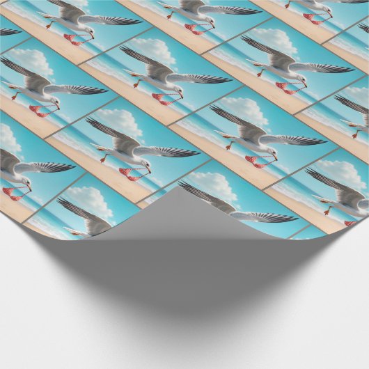 Seagull Flying With a Bikini Top Geschenkpapier (Ecke)