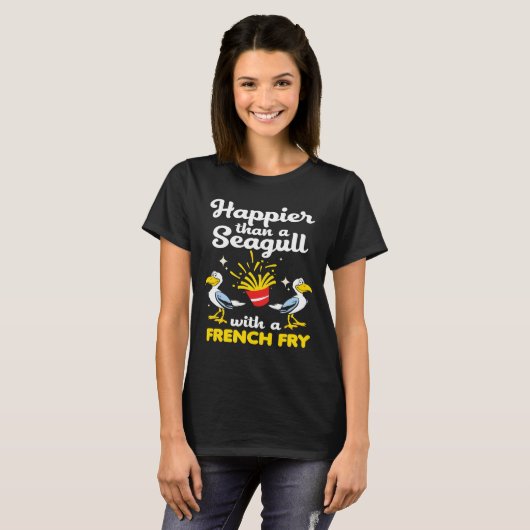Seagull Funny Happier Gull Französischer Fischtauc T-Shirt (Vorne ganz)