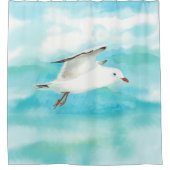 Seagull Gull Bird in Regen Kunst Duschvorhang (Vorderseite)