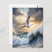 Seagull Höhenwellen Sturmwolken Wolken Ozean Küste Postkarte (Vorne/Hinten)