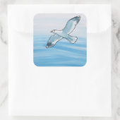 Seagull im Flug Quadratischer Aufkleber (Tasche)