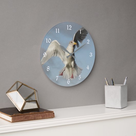 Seagull im Foto Große Wanduhr (Büro)