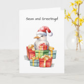 Seagull in der Weihnachtsmannmütze Weihnachtsgesch Karte (Gelbe Blume)