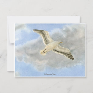 Seagull in der Wolkenwasserfarbe Postkarte