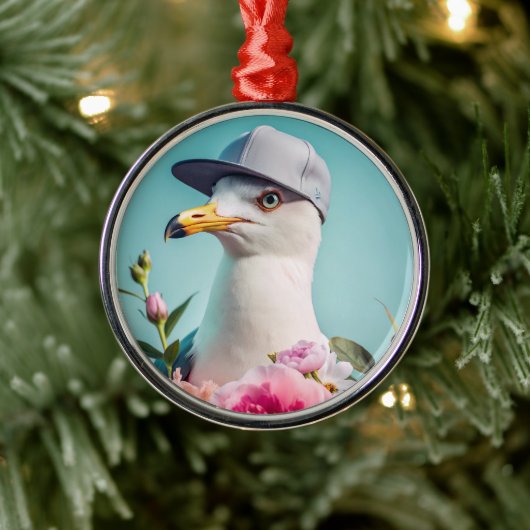 Seagull in einem Hut mit Torfspielzeug Ornament Aus Metall (Baum)