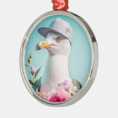 Seagull in einem Hut mit Torfspielzeug Ornament Aus Metall (Links)