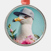 Seagull in einem Hut mit Torfspielzeug Ornament Aus Metall (Vorne)