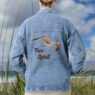 Seagull in Flight fotografischer freier Geist Küst Jeansjacke