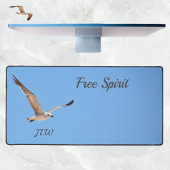 Seagull in Flight Free Spirit Sky Blue Coastal Schreibtischunterlage