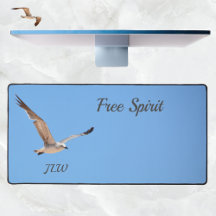 Seagull in Flight Free Spirit Sky Blue Coastal