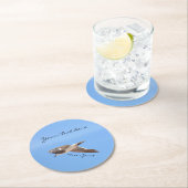 Seagull in Flight in Blue Sky Runder Pappuntersetzer (Vor Ort)