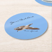 Seagull in Flight in Blue Sky Runder Pappuntersetzer (Angewinkelt)