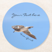 Seagull in Flight in Blue Sky Runder Pappuntersetzer (Vorderseite)