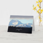 Seagull in Flight, olympische Berge aus Silverda Karte (Gelbe Blume)