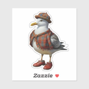 Seagull in Scottish Disguise - tartan seagull Aufkleber