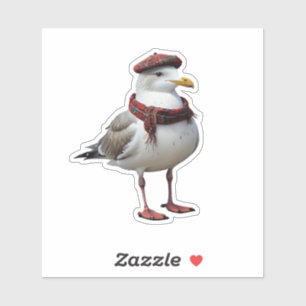 Seagull in Scottish Disguise - tartan seagull Aufkleber