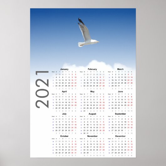Seagull Kalender 2021 Poster - Montag zuerst (Vorne)