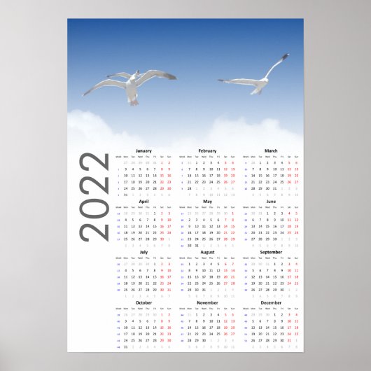 Seagull Kalender 2022 Poster - Montag zuerst (Vorne)
