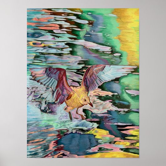 Seagull Landung am Candlewood Lake Custom Art Poster (Vorne)