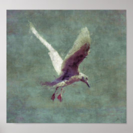 Seagull Landung auf Wasser Impressionist Art Poste Poster