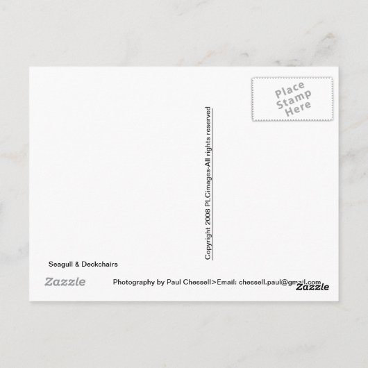 Seagull & Liegestühle Postkarte (Rückseite)