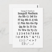 Seagull Medium - Zazzle-Schriftart-Beispielblatt Postkarte (Vorne/Hinten)