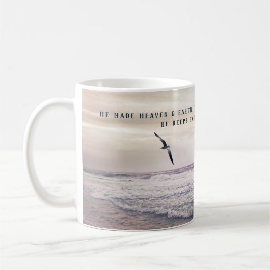 Seagull mit einem Psalm Bible Verse Beach Kaffeetasse (Links)