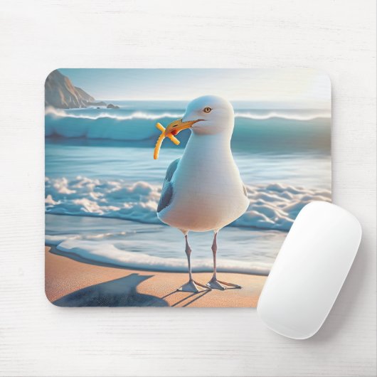Seagull mit französischen Fries Mousepad (Mit Mouse)