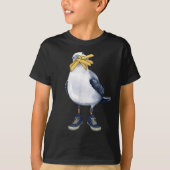 Seagull mit Fries und Sneakers Spaß T - Shirt.png T-Shirt (Vorderseite)