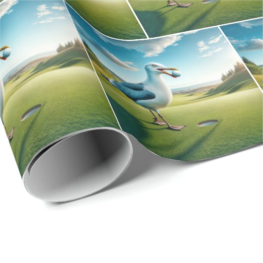 Seagull mit Golfball Geschenkpapier (Rolleneckpunkt)