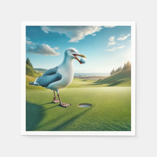 Seagull mit Golfball Serviette (Vorderseite)