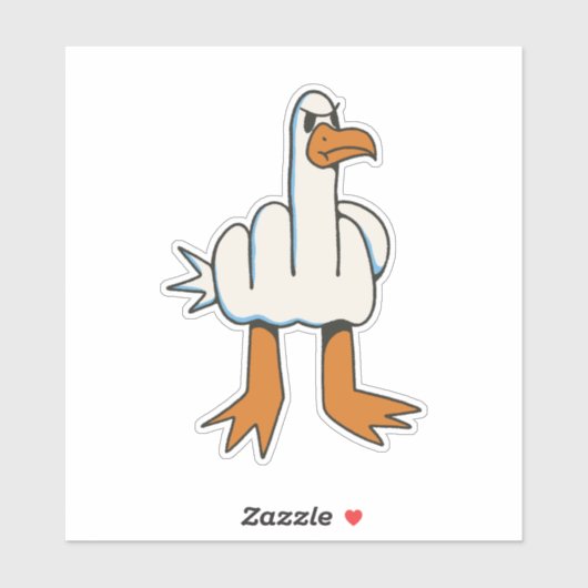 SEAGULL MIT MITTELFINGERKÖRPER AUFKLEBER (Blatt)