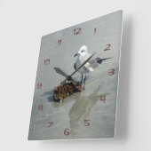 Seagull mit Seetang Quadratische Wanduhr (Winkel)