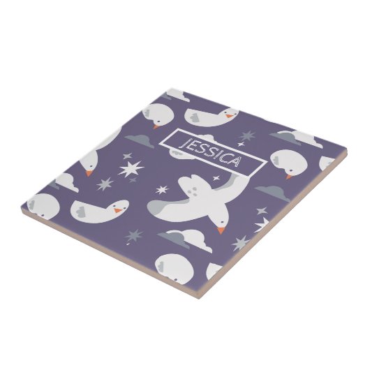 Seagull Muster Nautical Ocean Nature Birds Name Fliese (Seite)