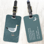 Seagull Nautic Luggage Tag Gepäckanhänger<br><div class="desc">Eine freche Möwe,  die vom aquamarinen grünen Ozean stehend ist. Ideal für alle,  die Vögel und die Küste lieben. Ändern Sie die Kontaktdaten auf der Rückseite.</div>